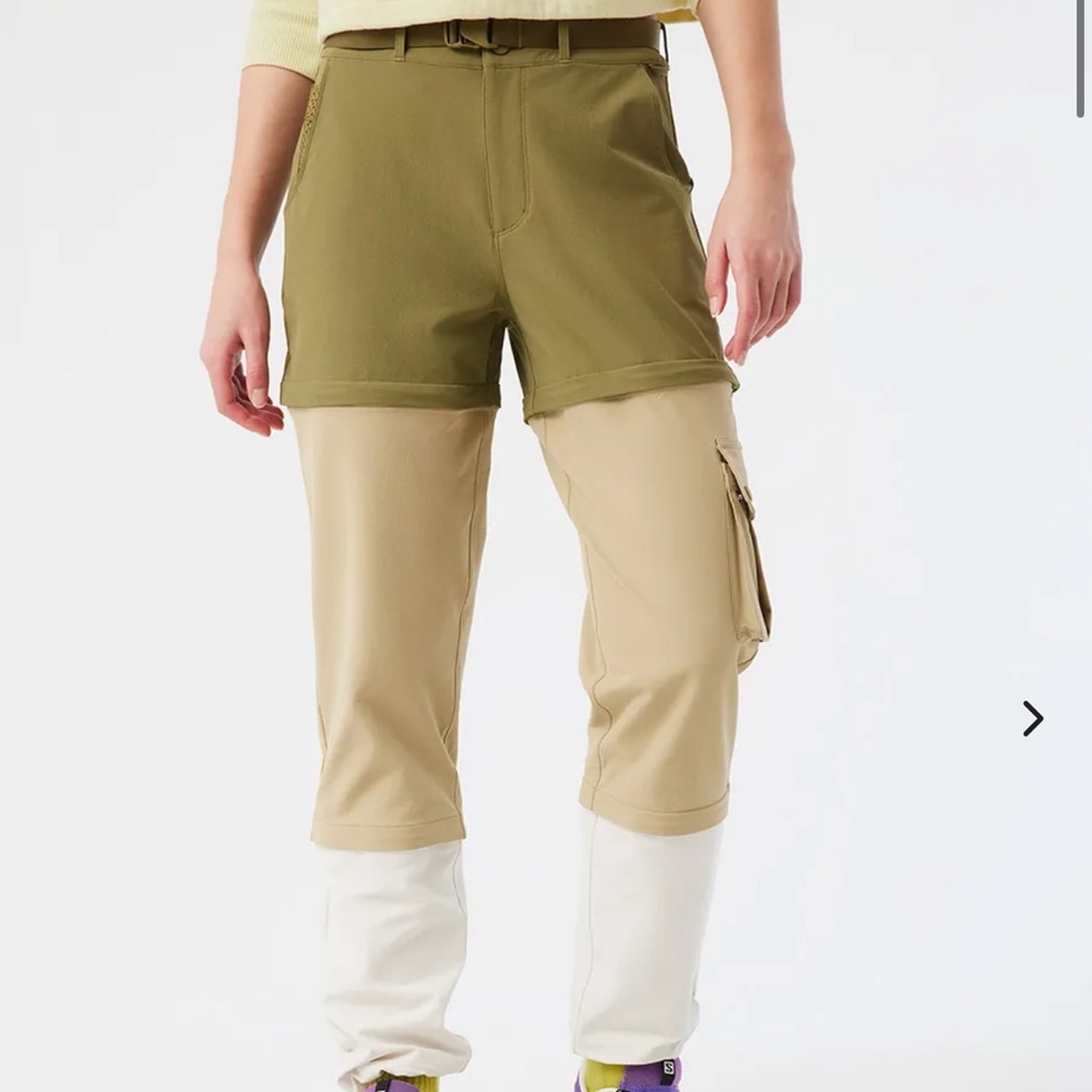Outdoor Voices XXL RecTrek Zip-Off Pant in Kelp/Khaki/Bone Multicolor